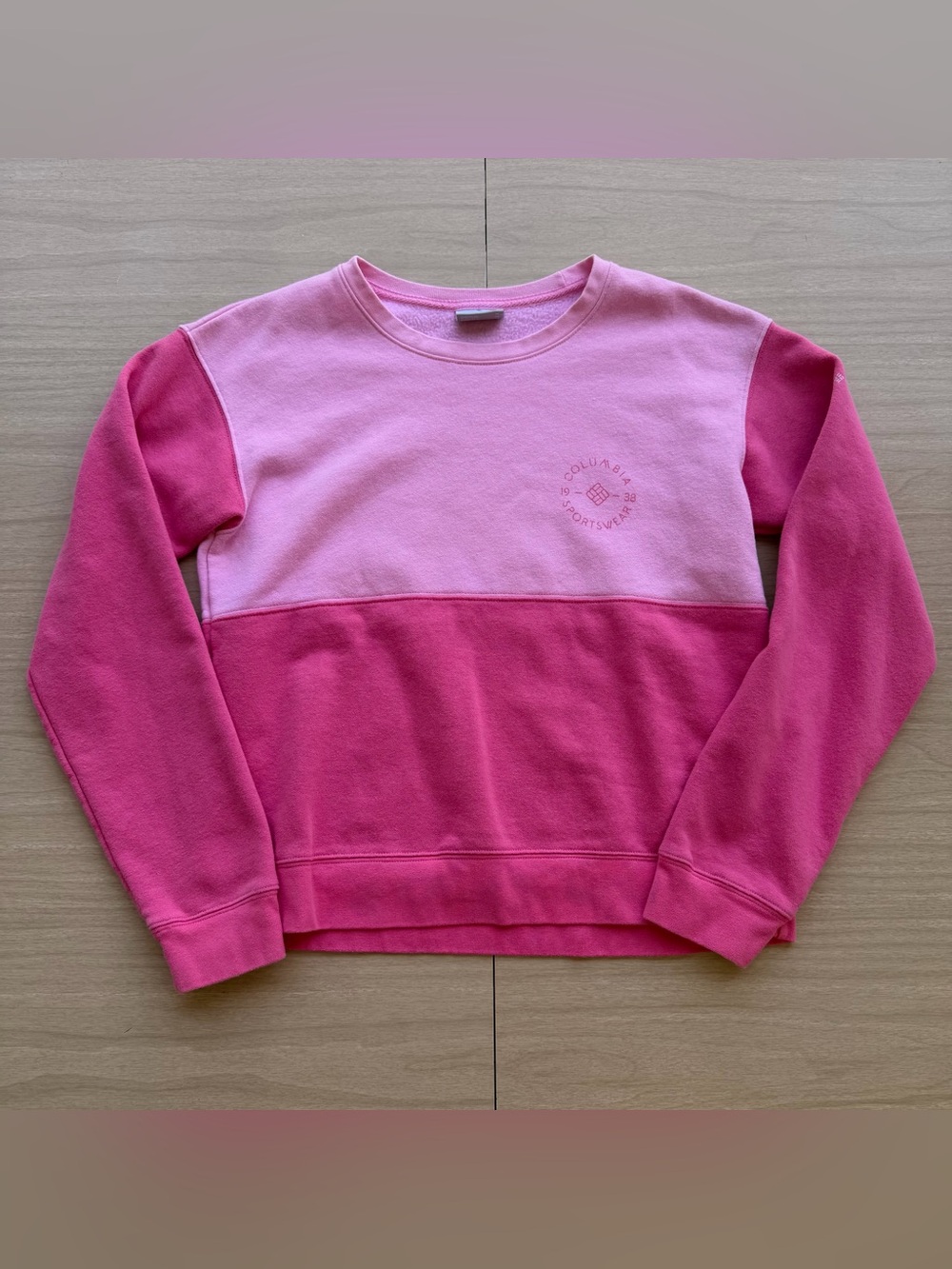 Columbia Women’s Color-block Pink Crewneck Sweatshirt XS